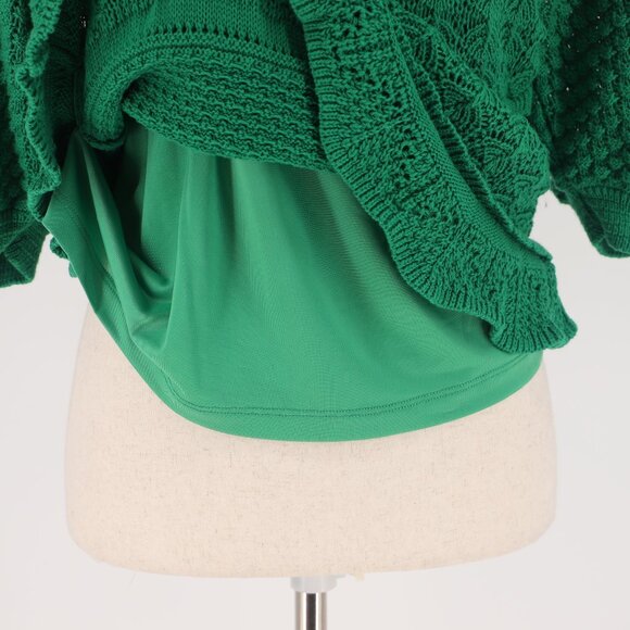 BOSTON PROPER Artisanal Knit Tiered Half Sleeve Scoop Neck Top Emerald Green M - Picture 6 of 8